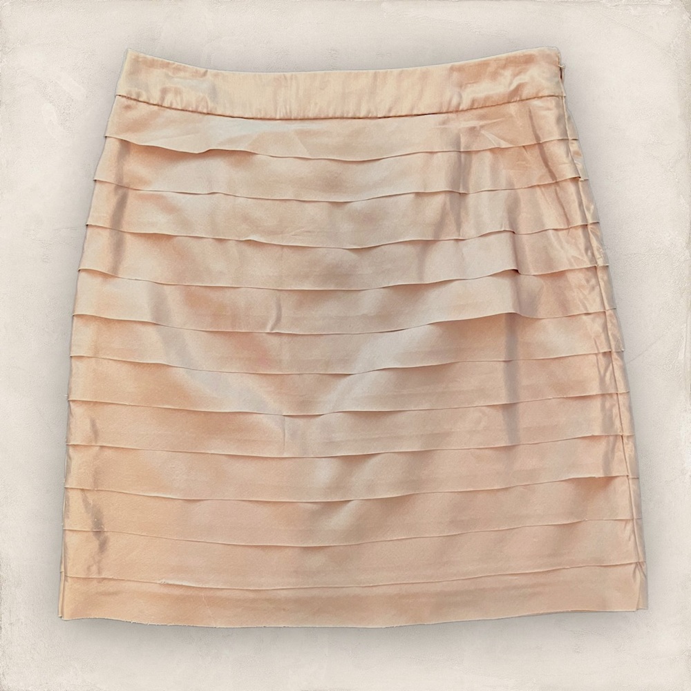 LOFT 0P Silk tiered dusty rose mini skirt